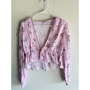 Sunday Best Medium Floral Tie Front Pink Blouse Aritizia